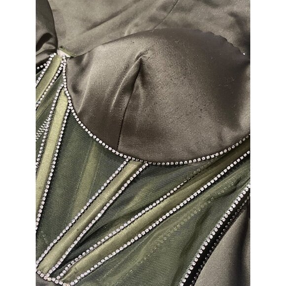 Retrofete Ludlow Dress in Army Green Large New Womens Crystal Mini Cocktail - Picture 8 of 12